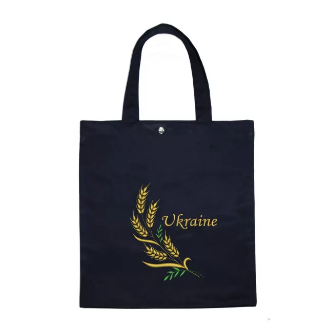 Еко-сумка м.Р-395/1 чорна з вишивкою Ukraine ТМ Ярослав